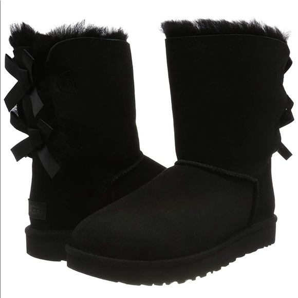UGG Ladies Bailey Bow II Black Boot Size 6 - Picture 7 of 12